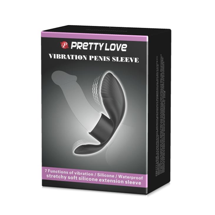 Inel vibrant pentru penis Pretty Love din silicon, cu 7 funcții, negru, USB