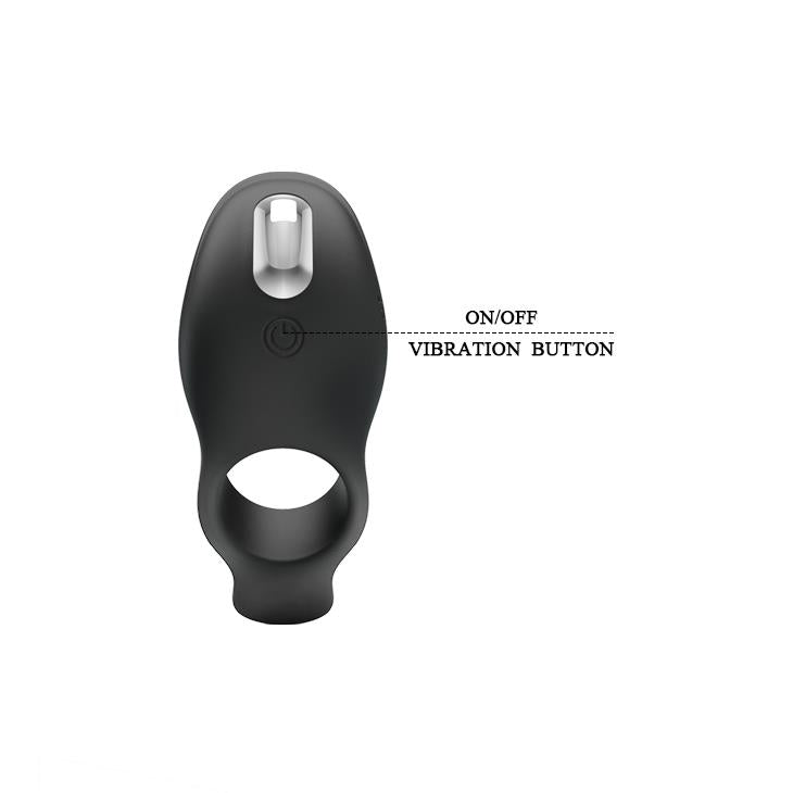 Inel vibrant pentru penis Pretty Love din silicon, cu 7 funcții, negru, USB