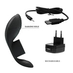 Inel vibrant pentru penis Pretty Love din silicon, cu 7 funcții, negru, USB