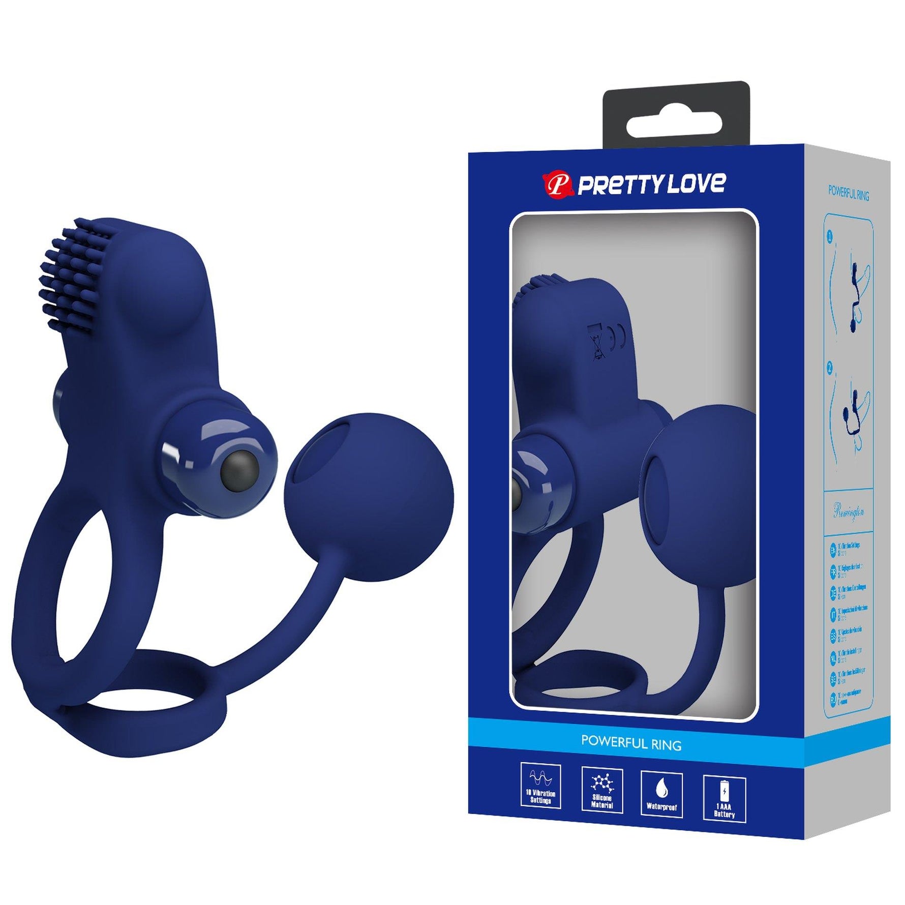 Inel vibrant pentru penis Pretty Love din silicon, 10 funcții