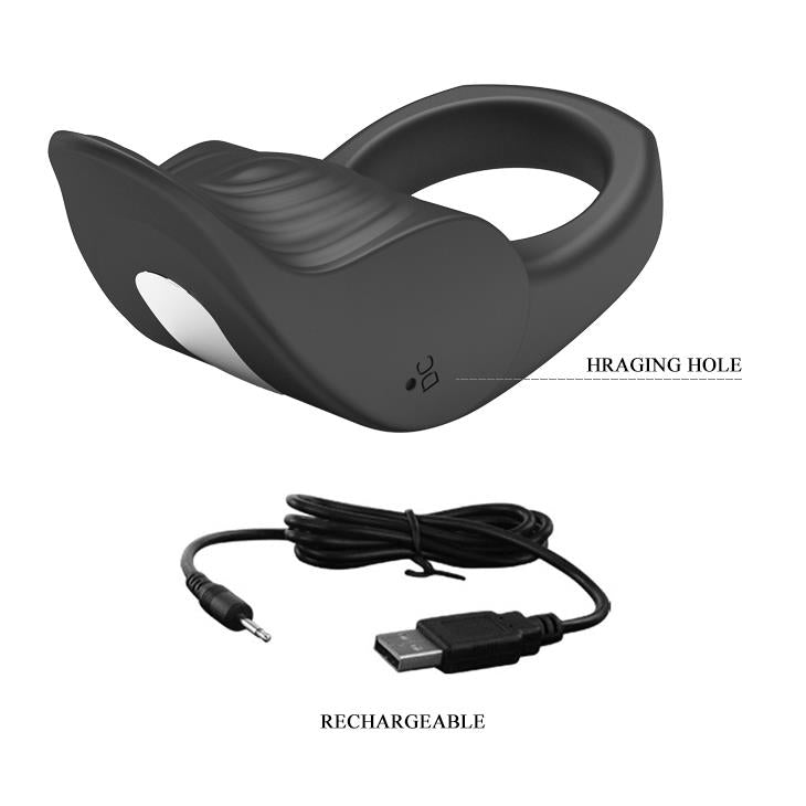 Inel vibrator pentru penis Pretty Love Susanna, silicon, negru, USB