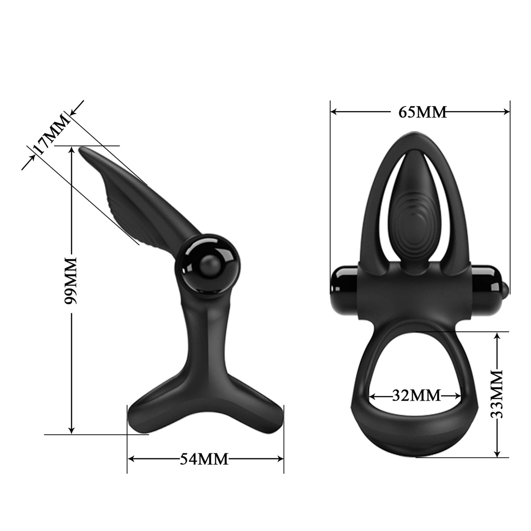 PRETTY LOVE - INEL VIBRATOR PENTRU PENIS Negru, 10 funcții de vibrație