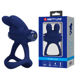 Inel vibrant pentru penis Pretty Love Buzzing Bunny din silicon AAA