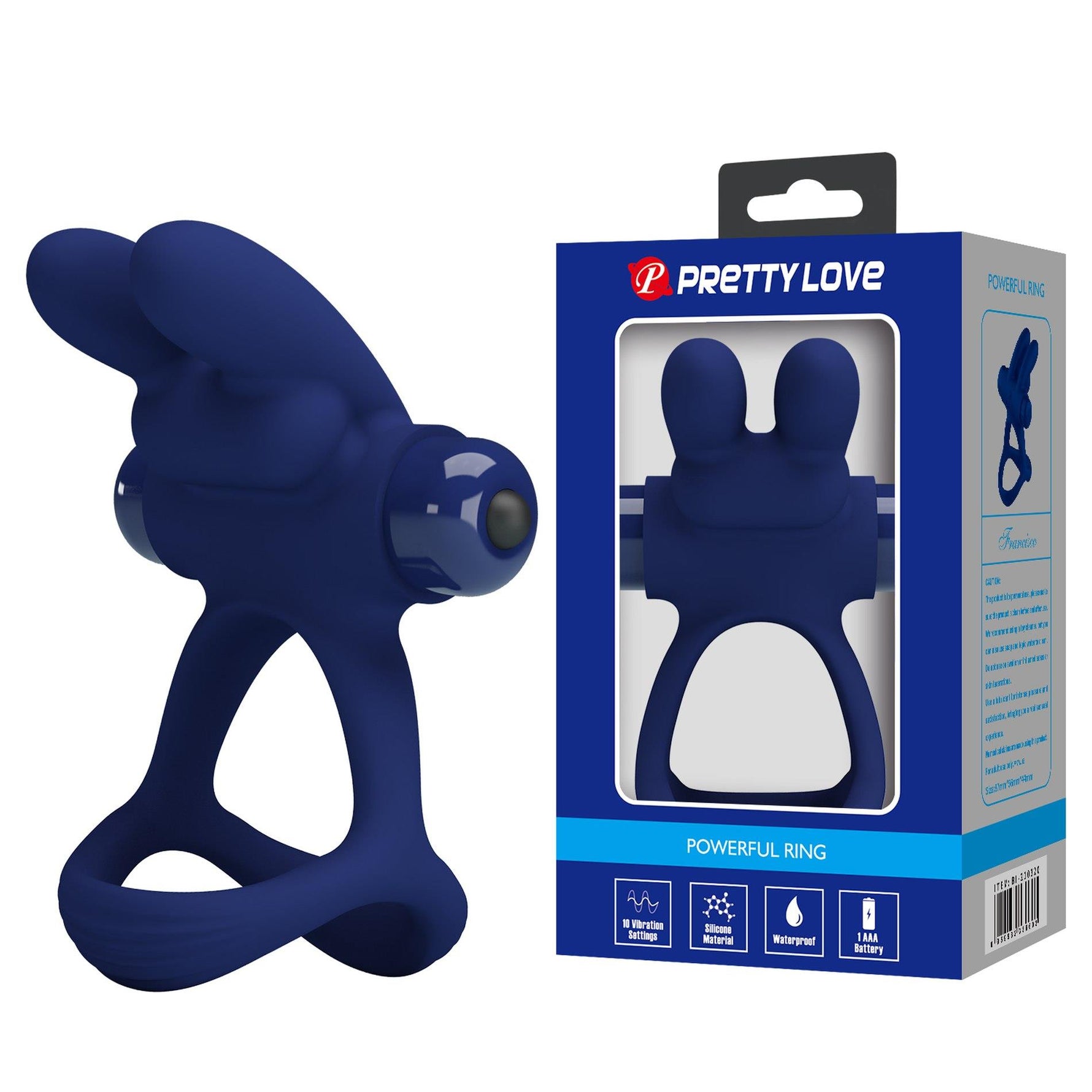 Inel vibrant pentru penis Pretty Love Buzzing Bunny din silicon AAA
