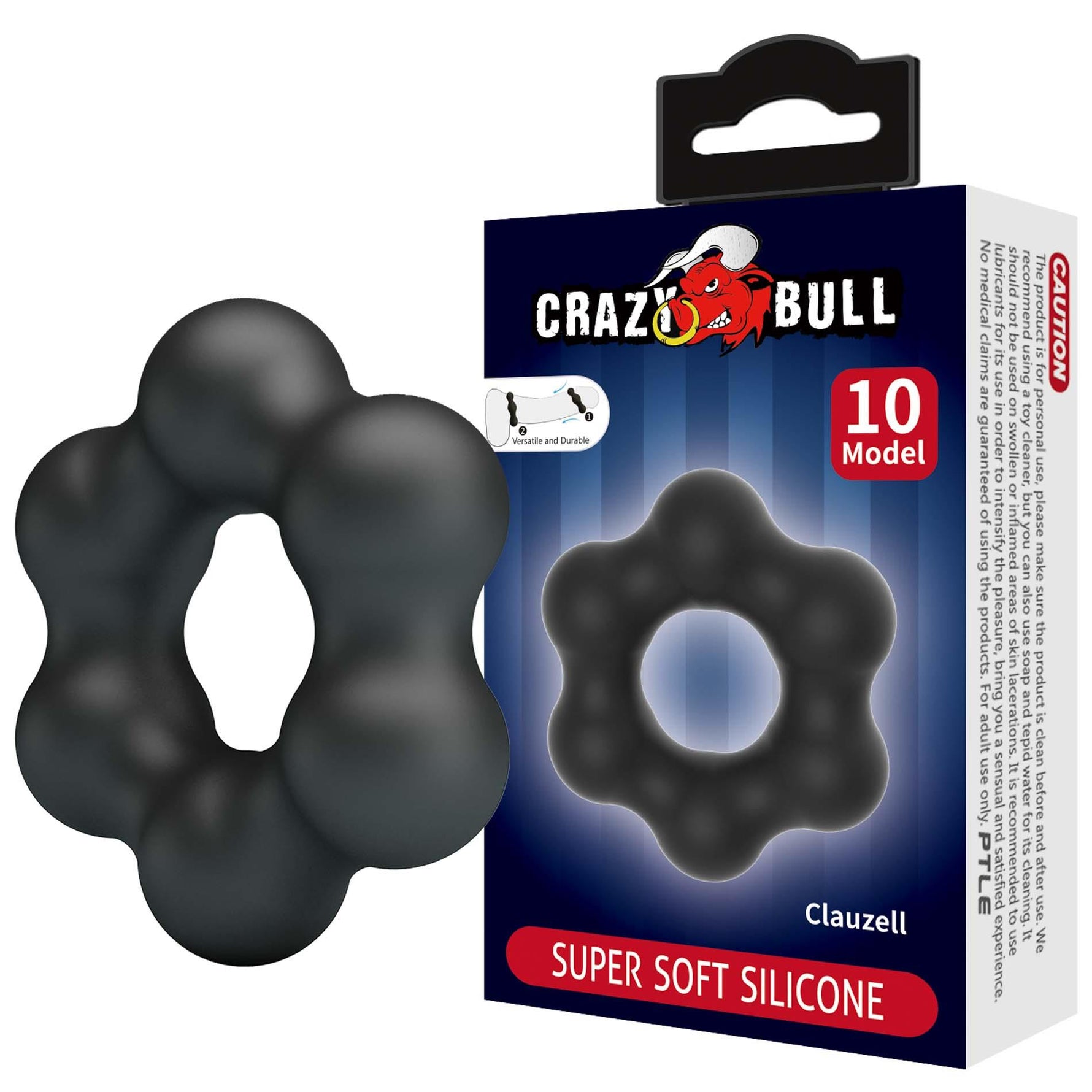 Inel flexibil pentru penis CLAUZELL Crazy Bull din silicon