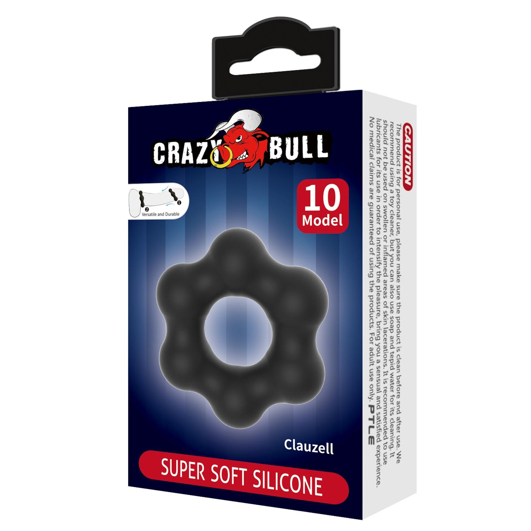 Inel flexibil pentru penis CLAUZELL Crazy Bull din silicon