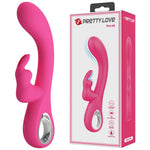 Vibrator Pretty Love Novak din silicon cu formă de iepuraș, argintiu, USB, 12 moduri