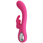 Vibrator Pretty Love Novak din silicon cu formă de iepuraș, argintiu, USB, 12 moduri