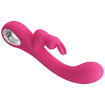 Vibrator Pretty Love Novak din silicon cu formă de iepuraș, argintiu, USB, 12 moduri