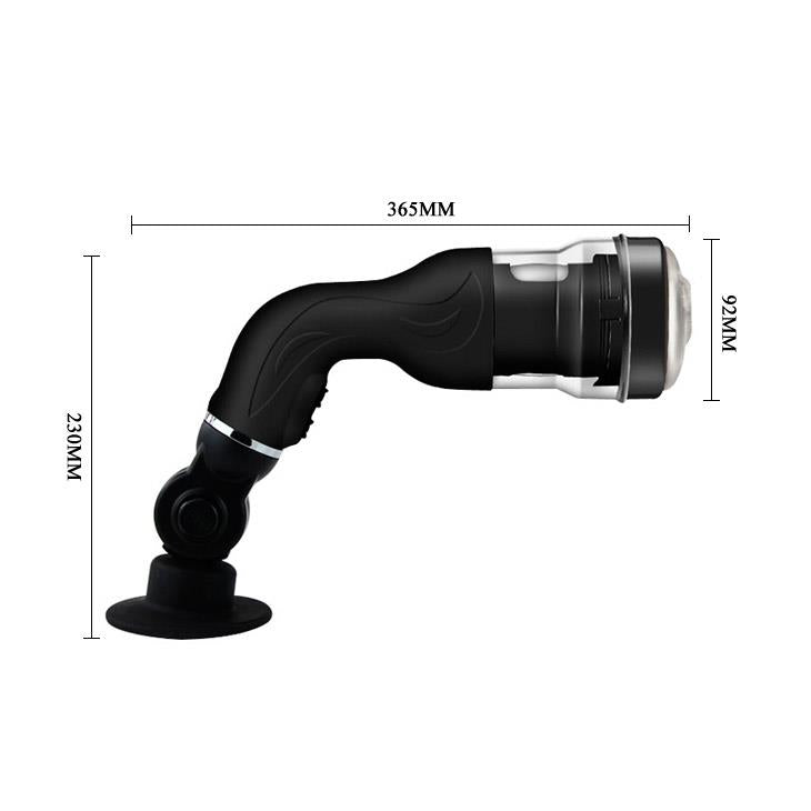 Masturbator vaginal rotativ Baile cu ventuză USB, negru, 37 cm