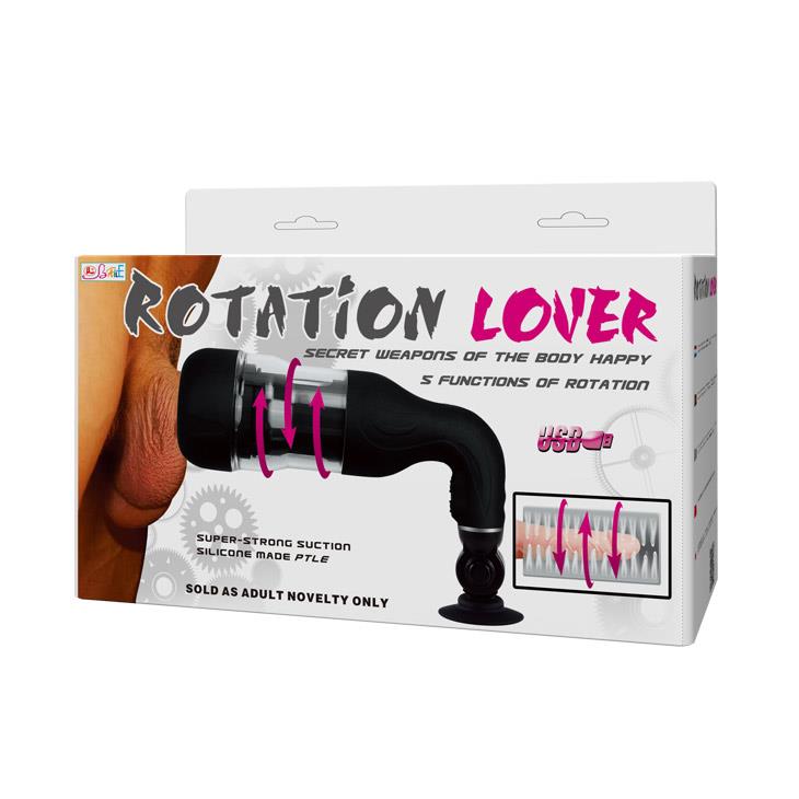 Masturbator vaginal rotativ Baile cu ventuză USB, negru, 37 cm