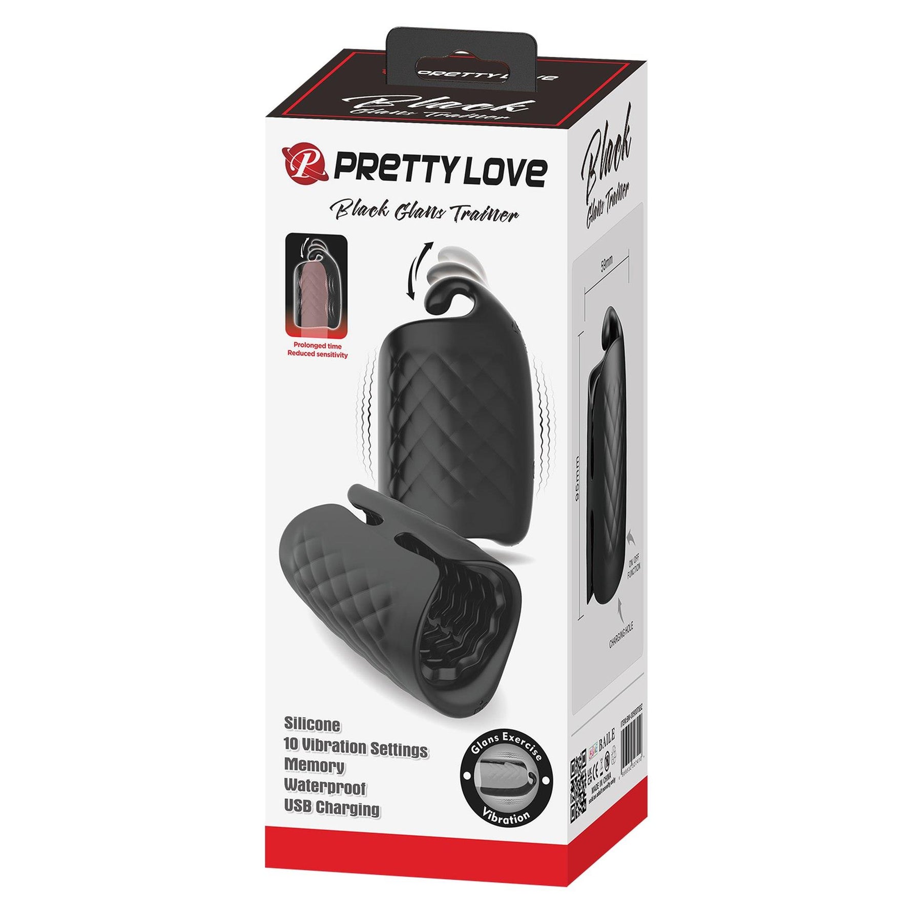 Pretty Love Aparat de antrenament vibrant pentru gland, silicon negru, 10 funcții
