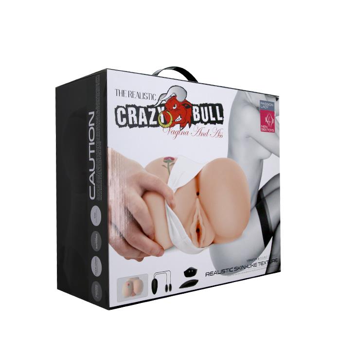 Masturbator Crazy Bull Rose cu vagin și anal, 6 vibrații