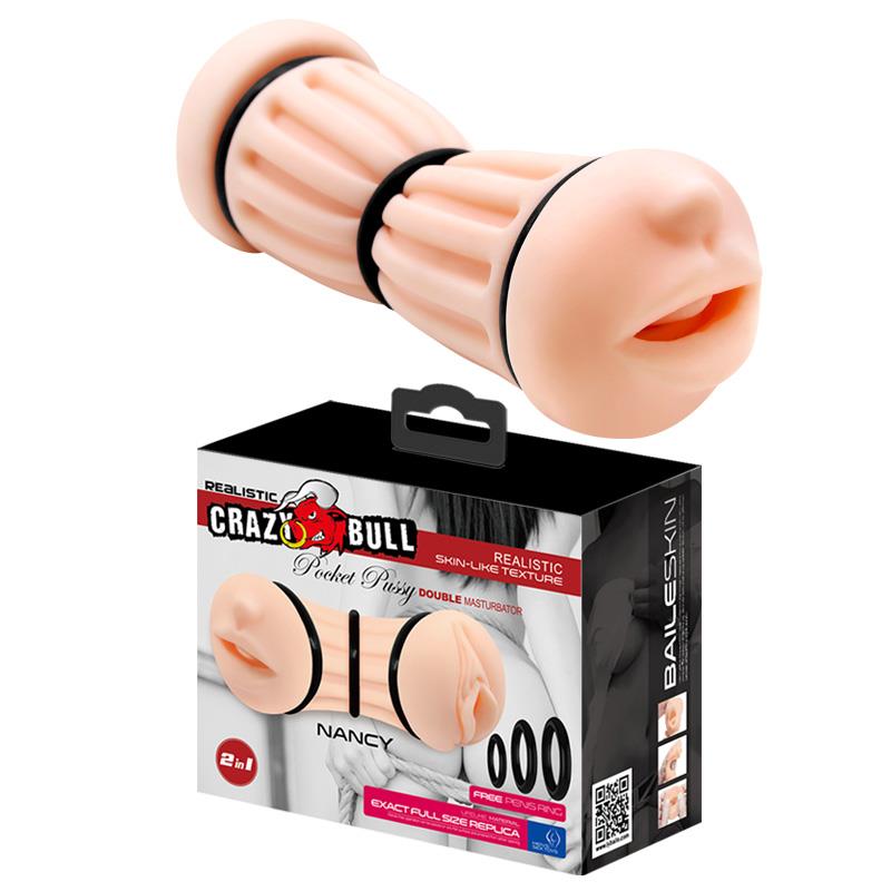 Masturbator dublu Crazy Bull Nancy, realist, cu nervuri