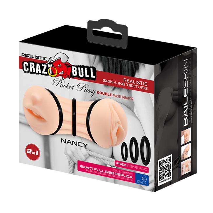 Masturbator dublu Crazy Bull Nancy, realist, cu nervuri