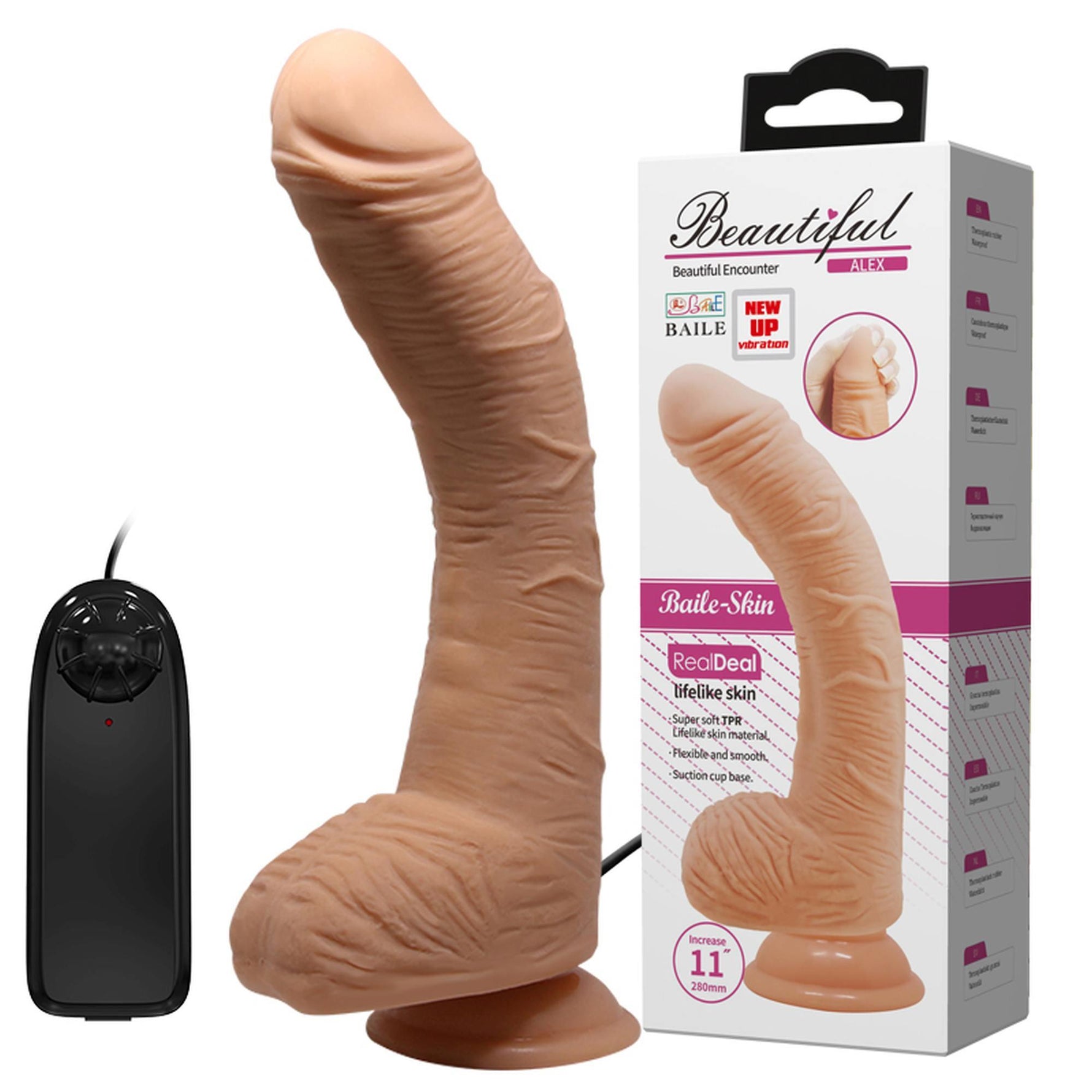 Vibrator realist curbat Baile Beautiful Alex 28 cm