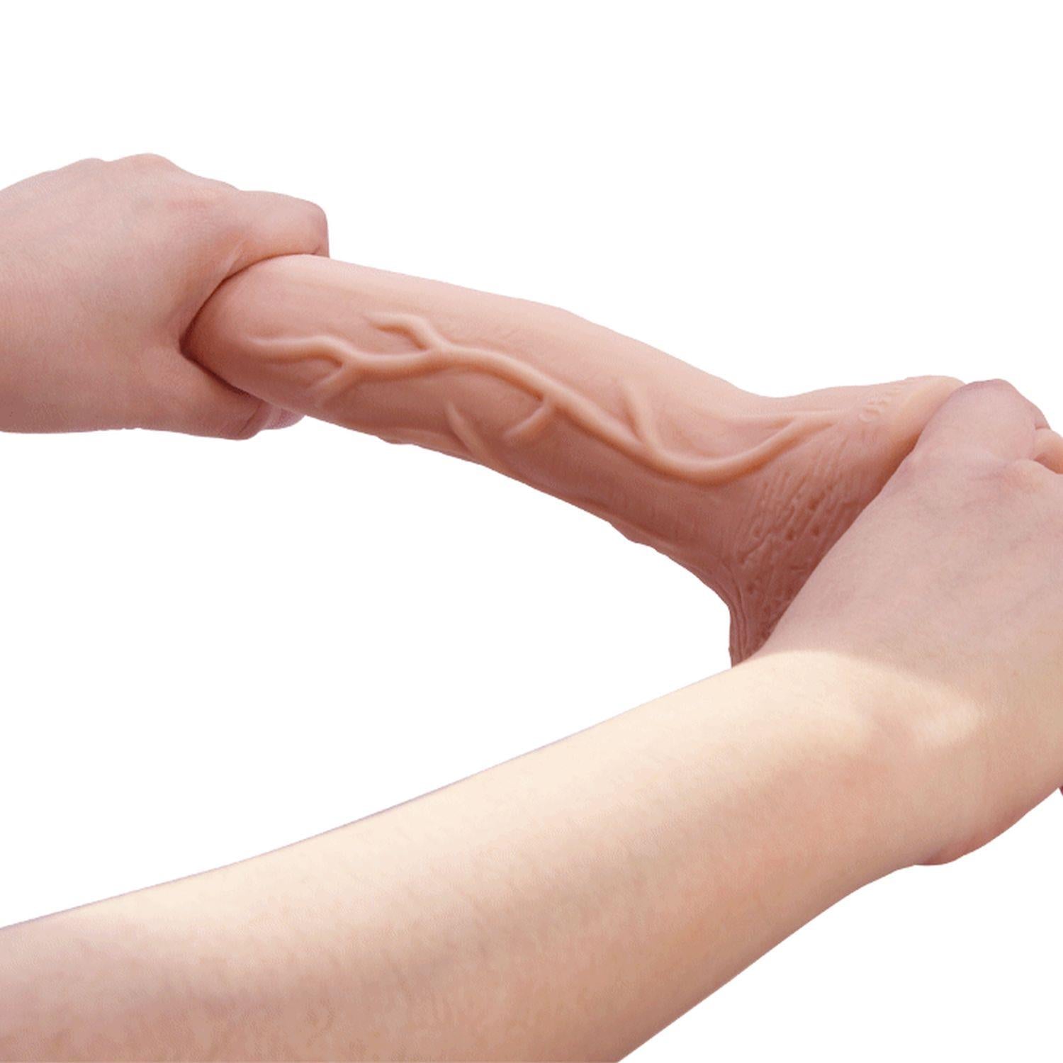 Dildo realist curbat pentru supt Baile Beautiful Jack, culoarea pielii, 26 cm