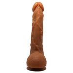 Dildo realist curbat Baile Jason cu ventuză maro deschis