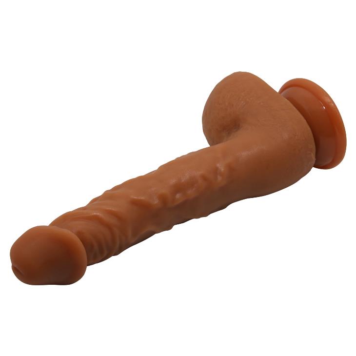 Dildo realist curbat Baile Jason cu ventuză maro deschis