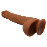 Dildo realist curbat Baile Jason cu ventuză maro deschis