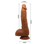 Dildo realist curbat Baile Jason cu ventuză maro deschis