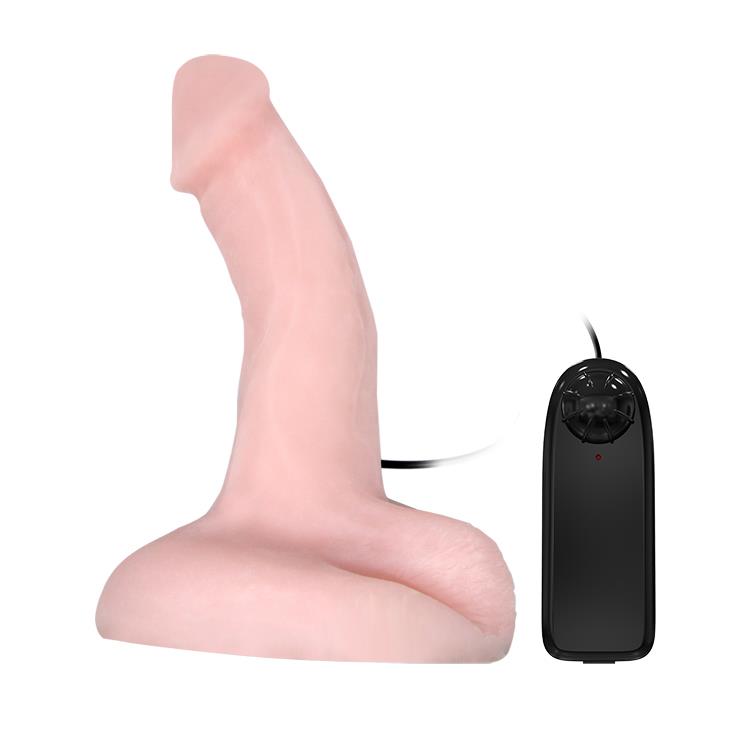 Vibrator realist Baile de culoarea pielii, cu rotație și ventuză