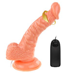 Vibrator rotativ realist Baile cu ventuză, de culoarea pielii