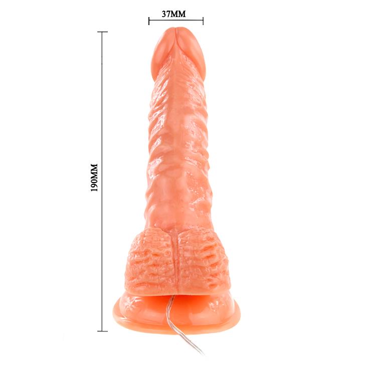 Vibrator rotativ realist Baile cu ventuză, de culoarea pielii