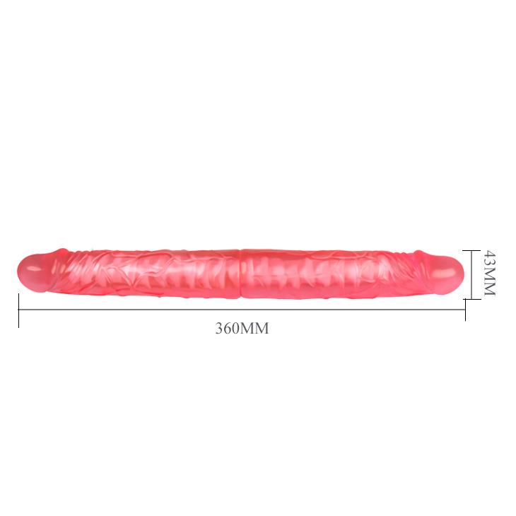 Dildo dublu Baile, dur, gros, 36 cm