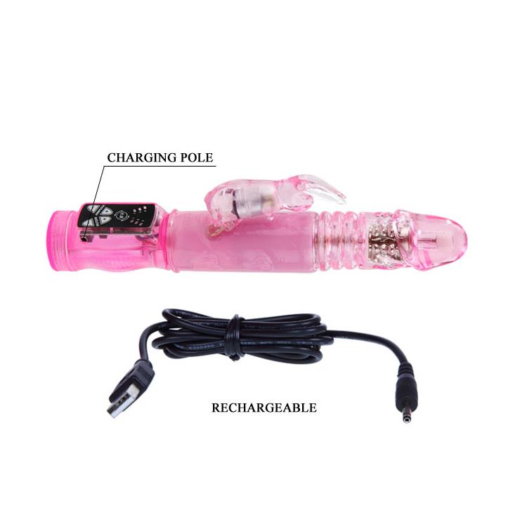 Vibrator iepure roz Baile Crazy Rabbit 24 cm cu rotator