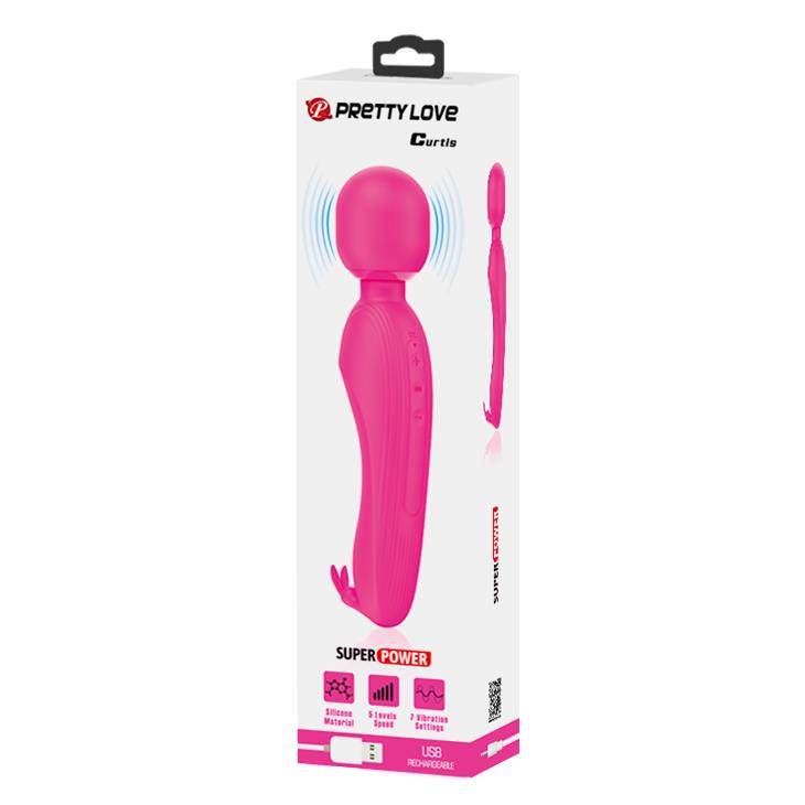 Vibrator Pretty Love Curtis Magenta USB din silicon, model iepuraș