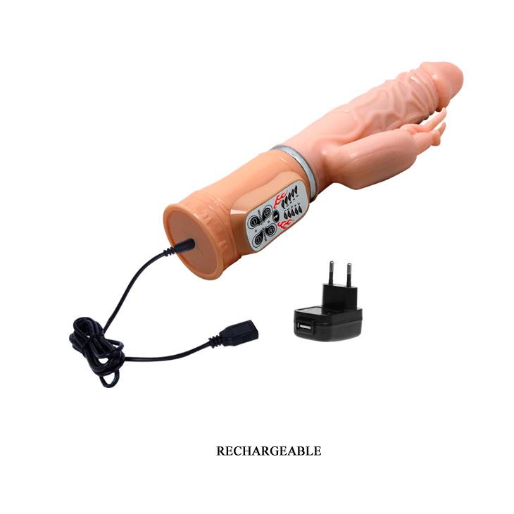 Vibrator rotativ USB cu iepuraș de 26 cm, Baile Fire Dragon Warming