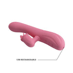 Vibrator rotativ Pretty Love Gina cu aspect de iepuraș, 4 rotații, 7 vibrații, USB 20.5 c