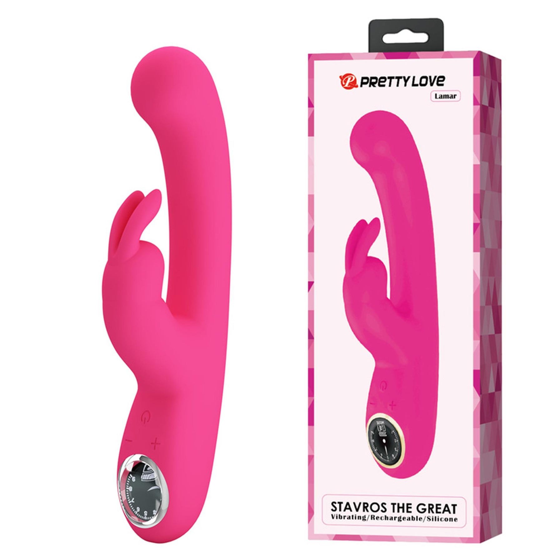 Vibrator Pretty Love Lamar Bunny cu ecran LCD roz