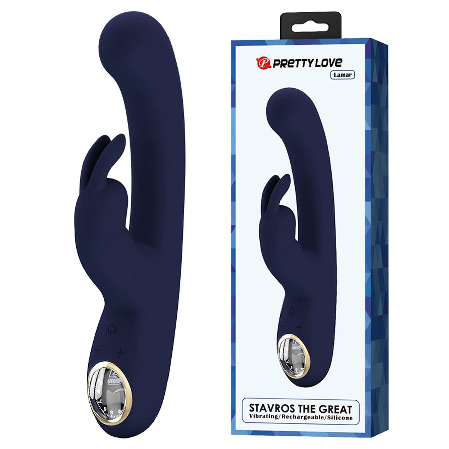 Vibrator Pretty Love Lamar Bunny cu ecran LCD albastru