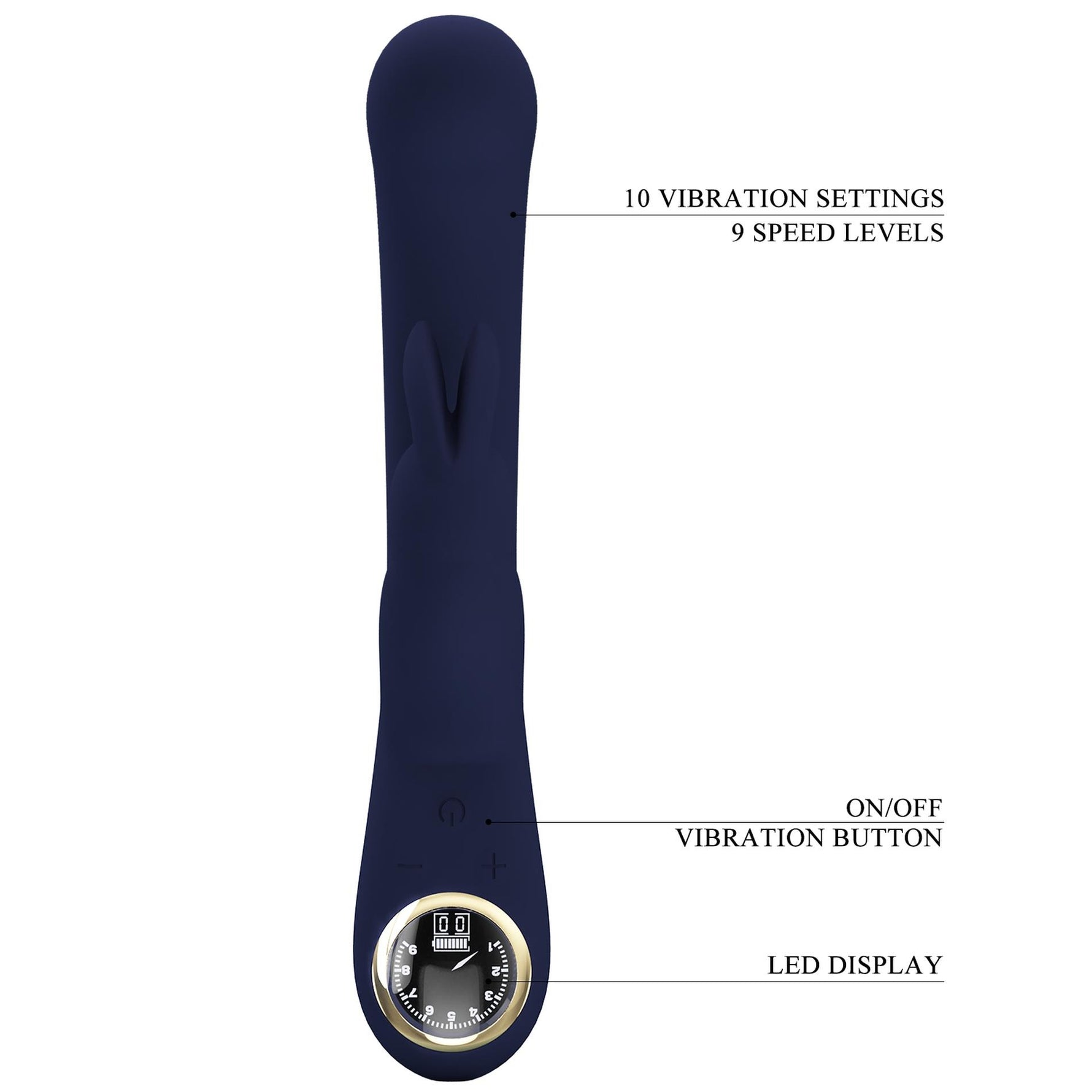 Vibrator Pretty Love Lamar Bunny cu ecran LCD albastru