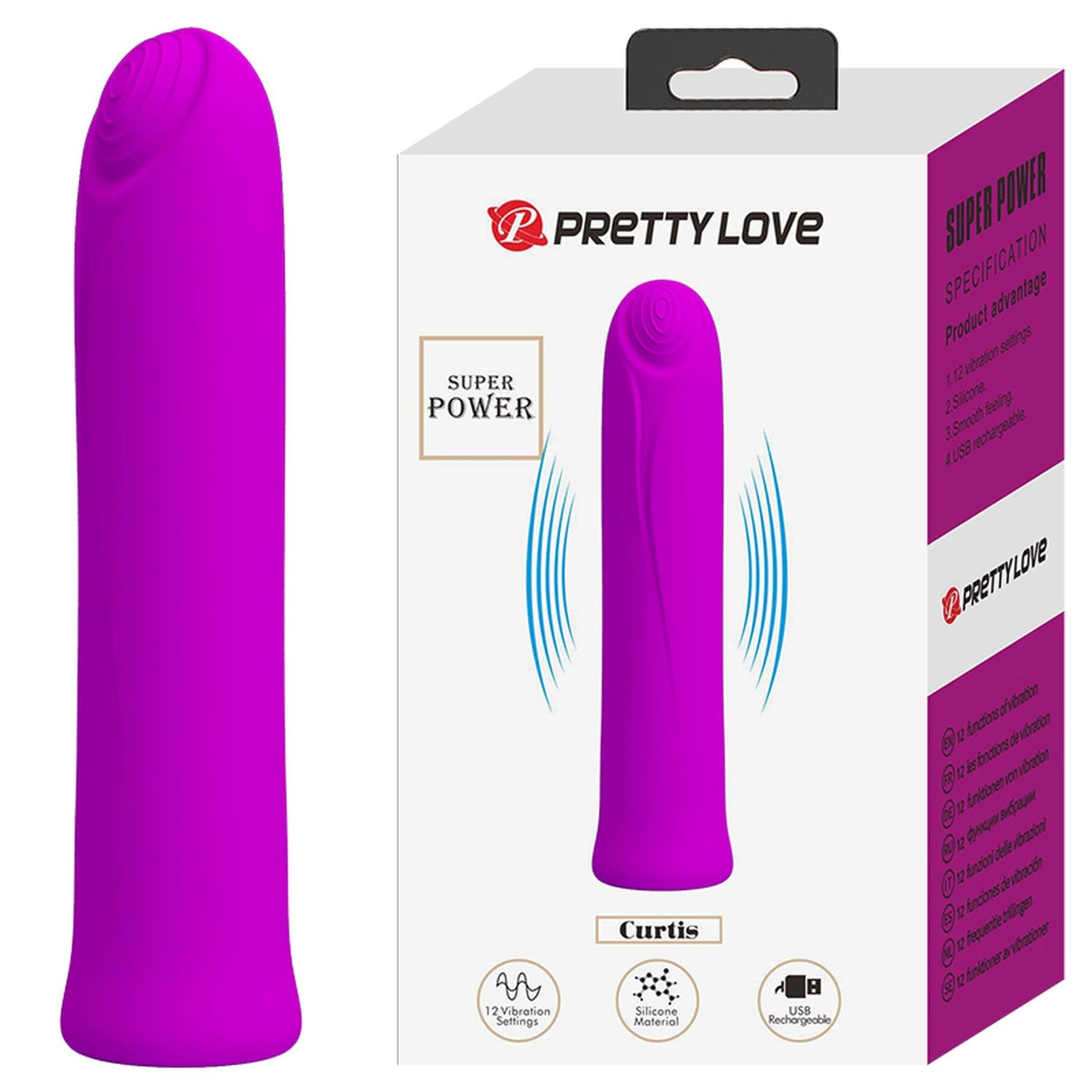 Mini vibrator Pretty Love Curtis cu 12 moduri și unitate flash USB