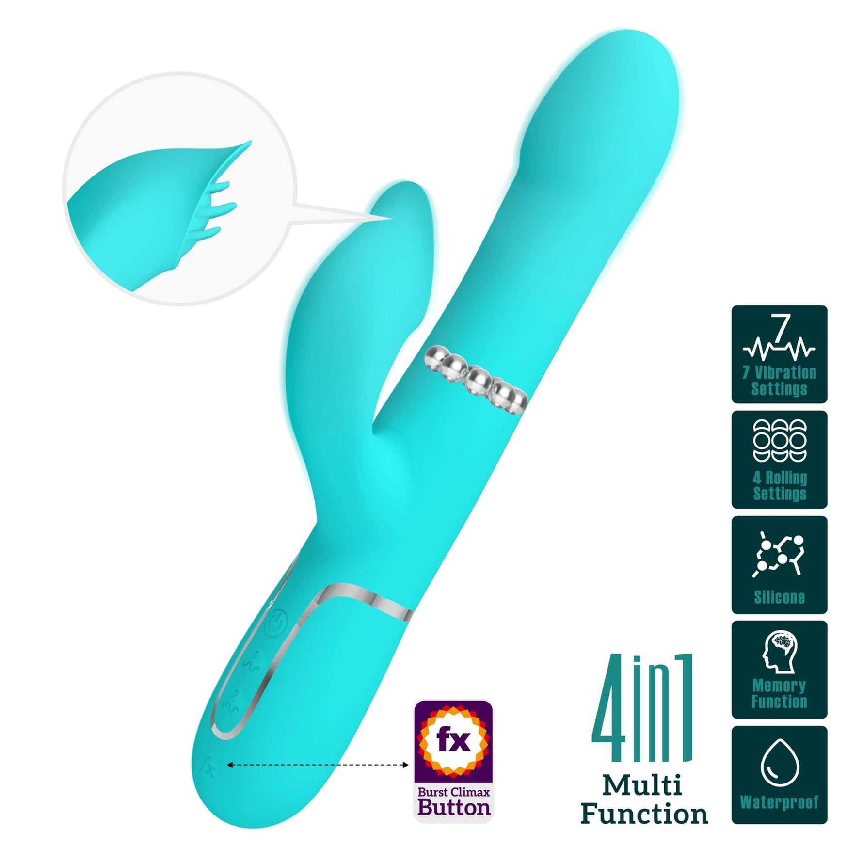 Vibrator iepuraș din silicon Pretty Love cu 7 funcții