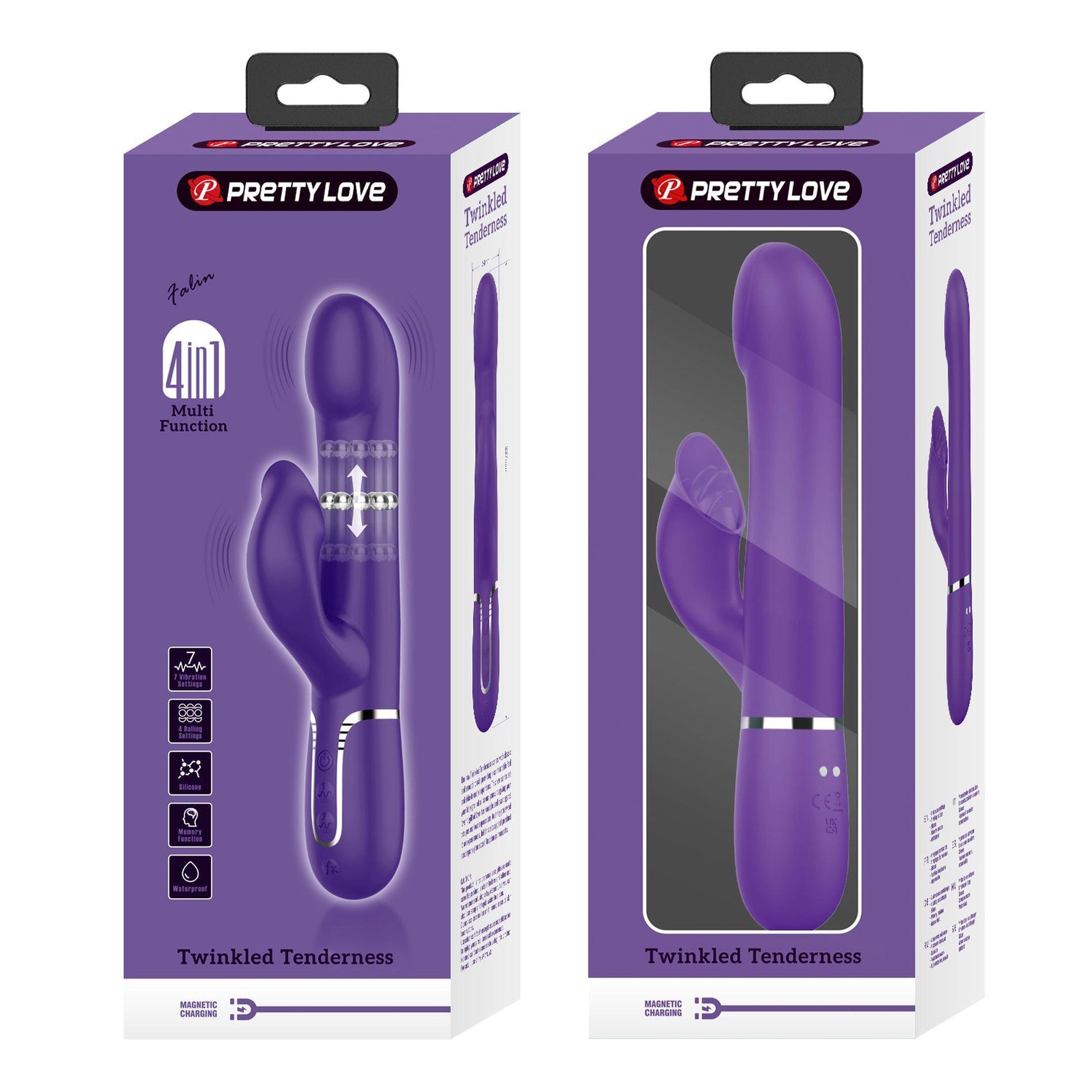 Vibrator Pretty Love Falin Iepuraș cu Mărgele de Masaj, Mov Închis