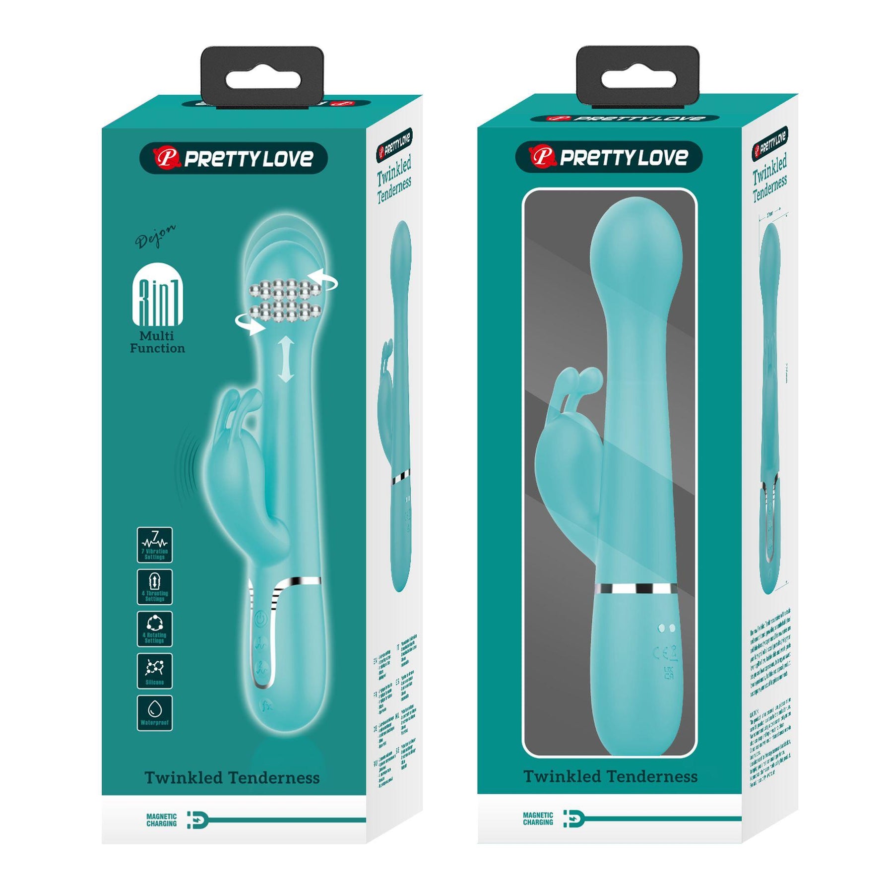 Vibrator Pretty Love Bunny cu 7 vibrații, 4 împingeri, 4 rotații