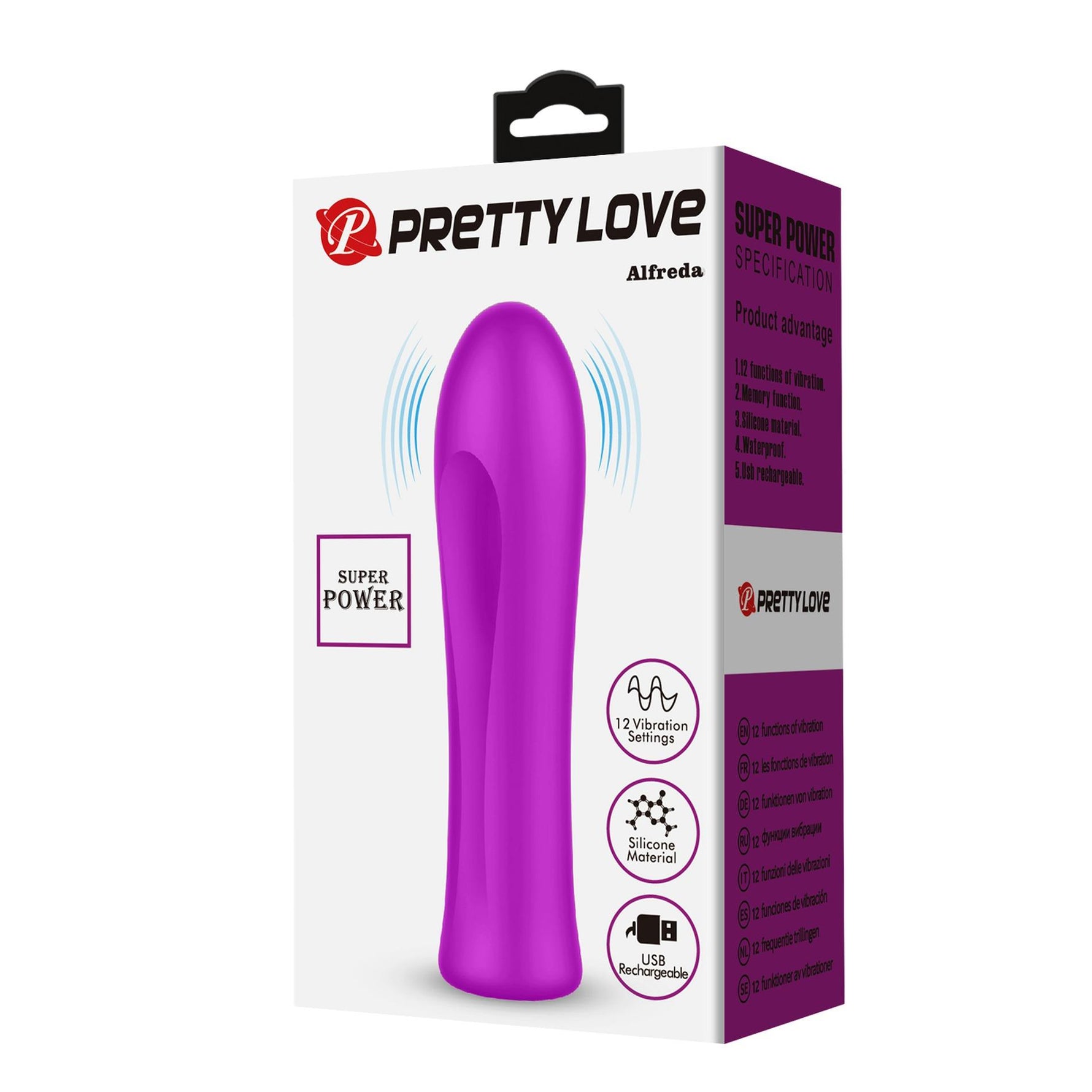 Vibrator Pretty Love Alfreda Mini din silicon, violet, 12 funcții