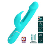 Vibrator Pretty Love Kampas verde cu formă de iepuraș și limbă mobilă