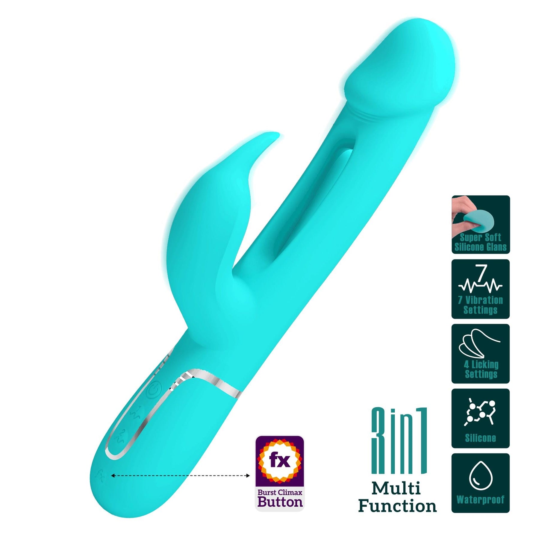 Vibrator Pretty Love Kampas verde cu formă de iepuraș și limbă mobilă