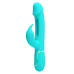 Vibrator Pretty Love Kampas verde cu formă de iepuraș și limbă mobilă
