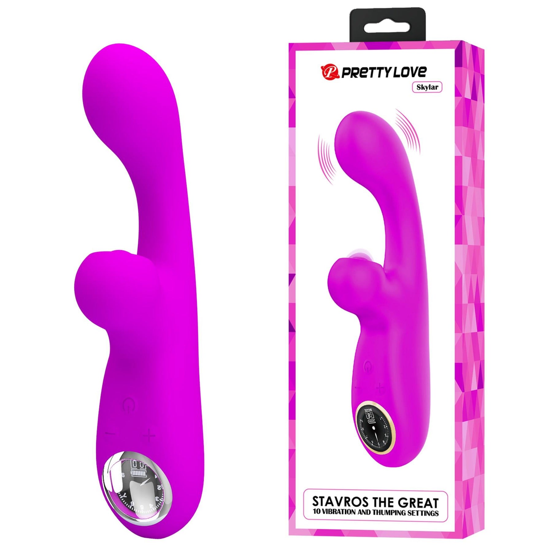 Vibrator USB Pretty Love Skylar din silicon violet, cu aspect de iepuraș