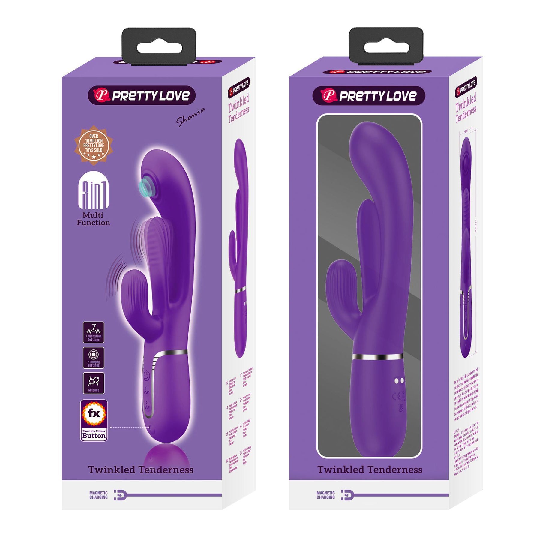 Vibrator Pretty Love Shonia Bunny, silicon violet închis, 7 moduri