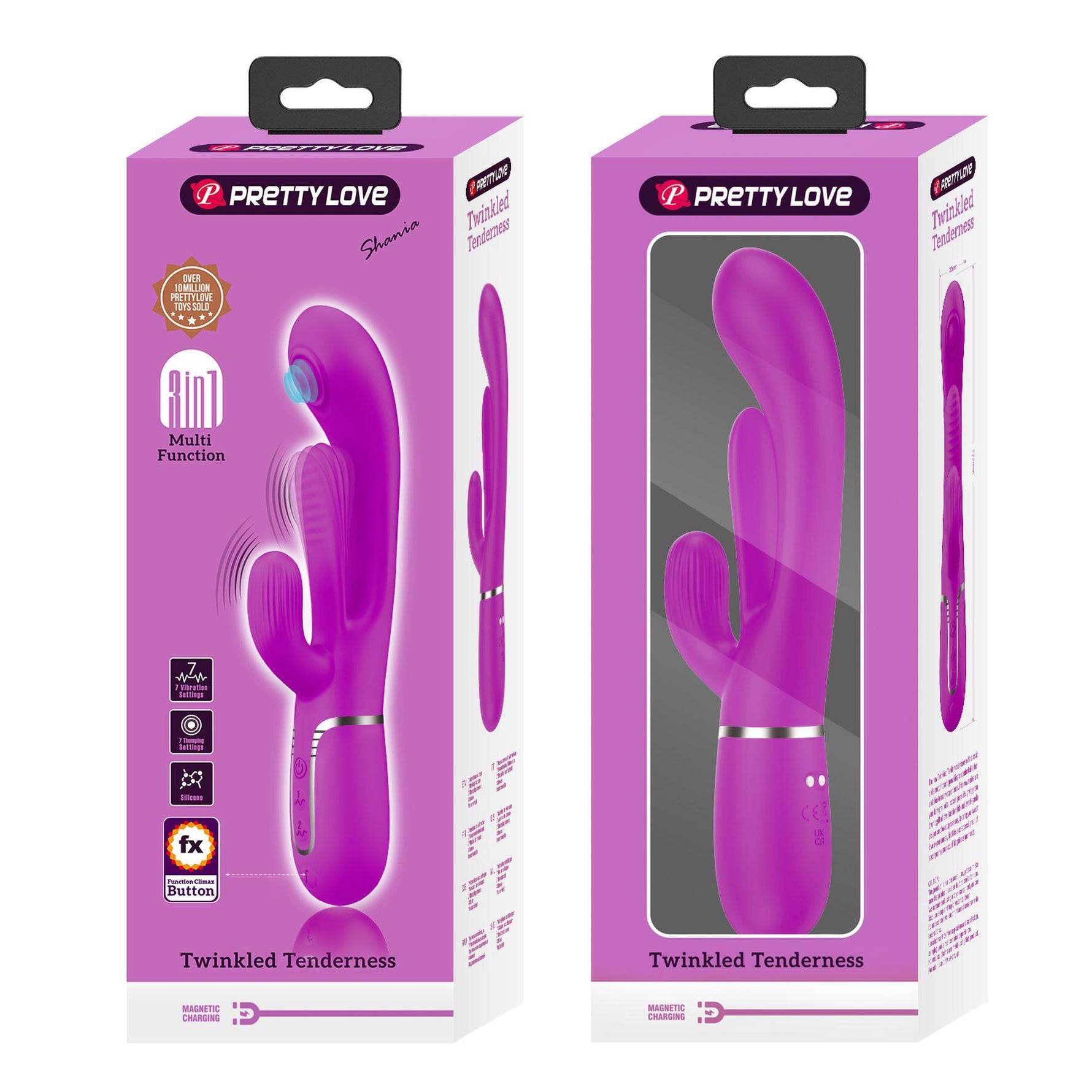 Vibrator Pretty Love Shonia Bunny din silicon violet cu 7 moduri