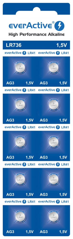 Baterii alcaline everActive G3 LR736, blister cu 10 bucăți