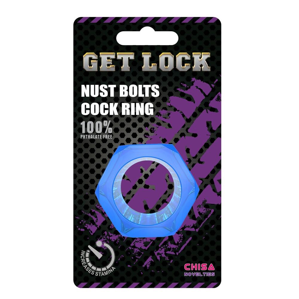 Inel pentru penis cu cinci vârfuri Nust Bolts, albastru