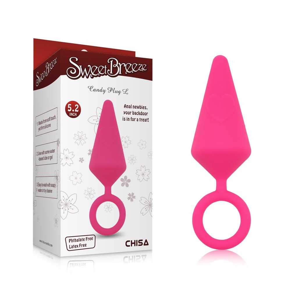 Plug anal din silicon Sweet Breeze Candy Plug, mărime L, roz